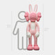 The Coral Pink Iconify Rabbit Sculpture, designed by Giant Sculptures, enchants with a cartoon-like charm and stands 170 cm tall beside a human figure. Its long ears and ruffled collar add whimsy to any modern art statue collection.