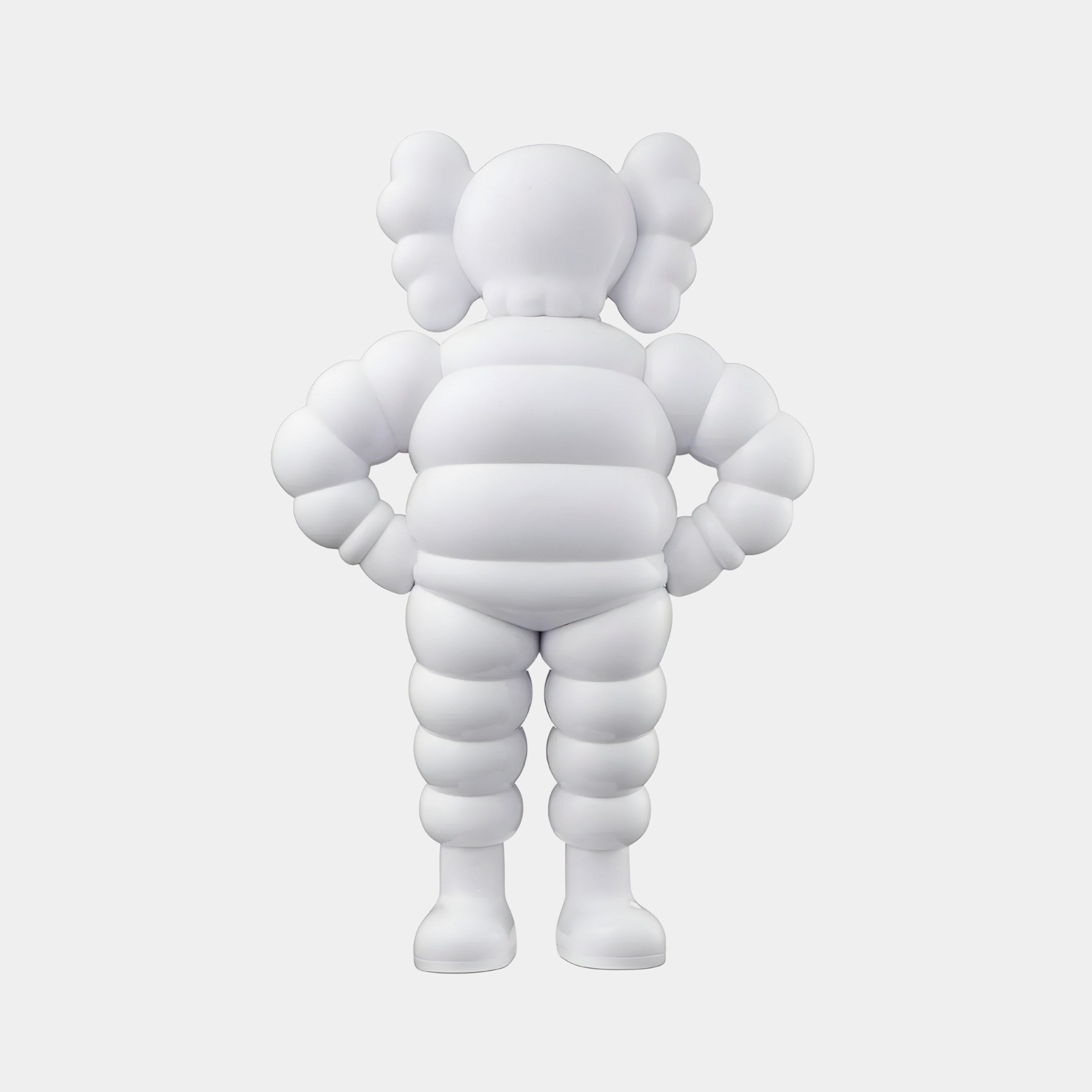 The Cloud White Iconify Rollo Warrior Sculpture, 80cm from Giant Sculptures, features a cartoon-like figure with puffy shapes and large round ears. It stands facing forward with hands on hips, lacking facial features. Perfect for adding modern artistry to contemporary interiors.