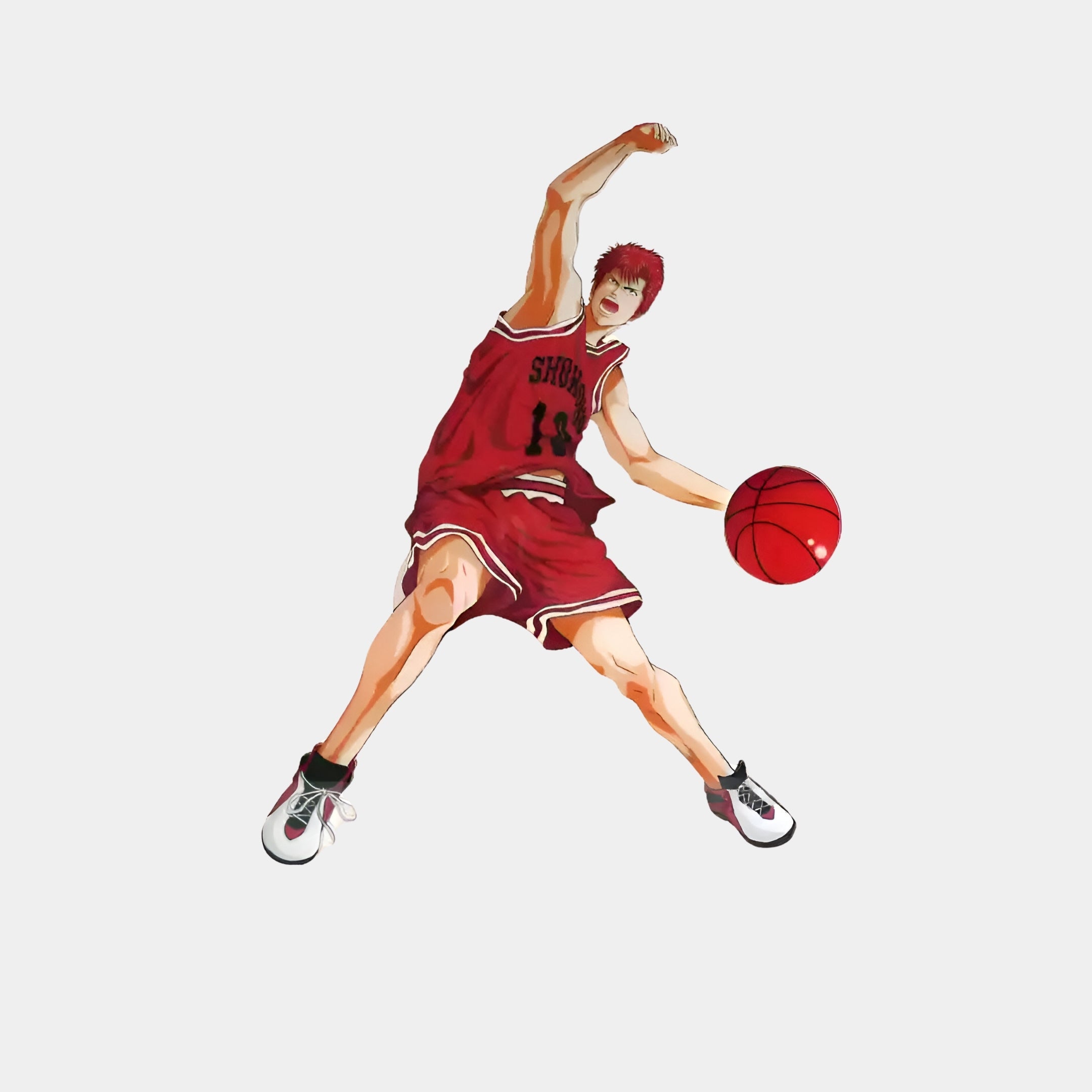 The Enlustra I Game On UV LED Wall Art by Giant Sculptures showcases a basketball player in mid-air dunk, illuminated with LEDs. Featuring a red jersey with number 10 and white sneakers, this piece is perfect for fans wanting to add dynamic energy to their space.