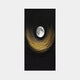 The Celeste Lunar Glow LED Wall Art by Giant Sculptures features a full moon centered in a dark sky, surrounded by swirling wisps of golden light, creating a dynamic and mystical lunar motif against the black background, perfect for celestial inspiration.