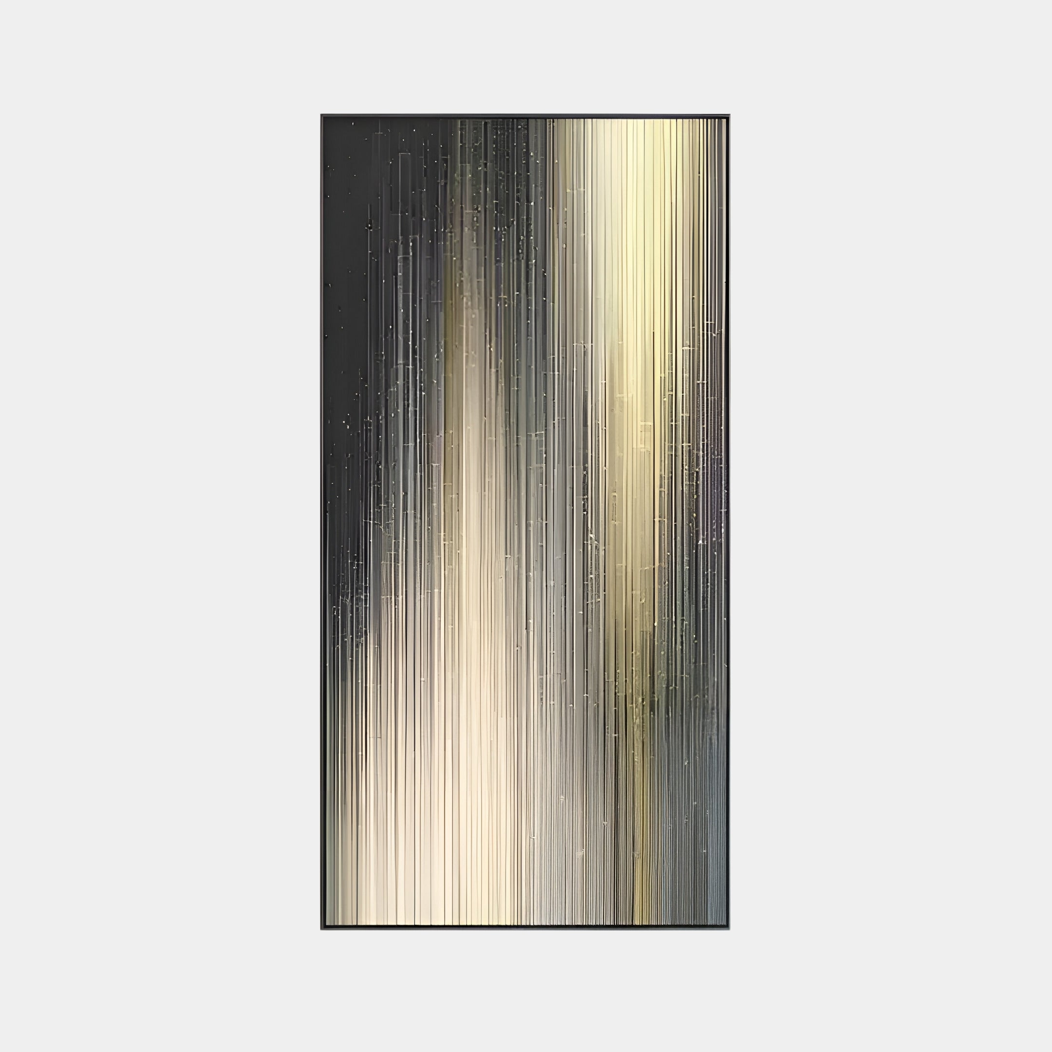 The Celeste Gradient Flow LED Wall Art by Giant Sculptures showcases abstract vertical streaks in black, brown, and cream. It features a gradient background transitioning from dark to light, adding depth and movement—perfect for modern interiors.