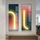 Set of two vertical LED art pieces with arched light accents on a gradient canvas, creating a stylish focal point in modern spaces.