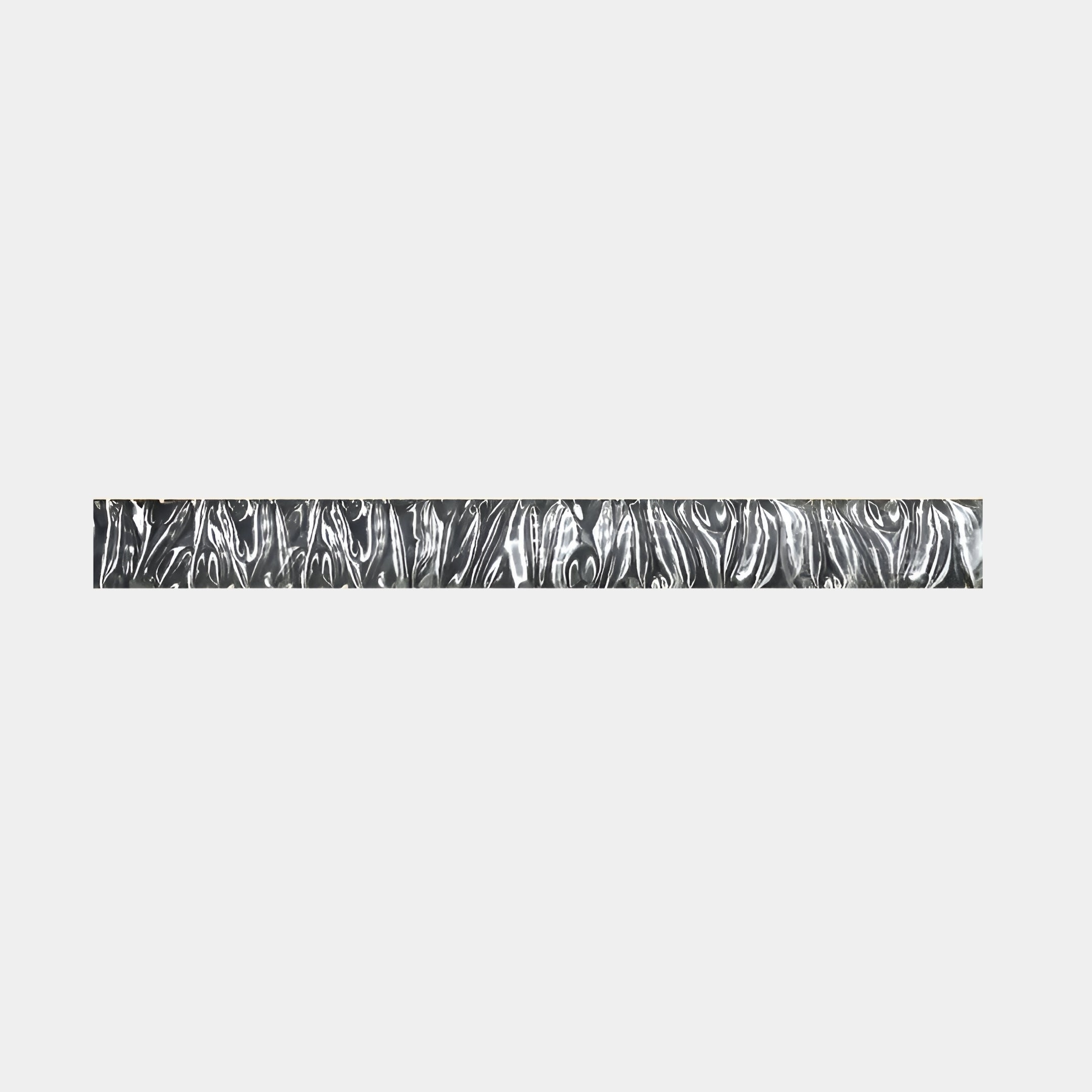 The Textura 3D Silver Leather Design Wall Art by Giant Sculptures showcases a sleek, slender form with a modern geometric design. The wavy, damascus-like pattern in dark and light gray tones offers a uniform marbled texture, enhancing its sculptural allure.