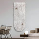 The Blossom Serenity White Leather 3D LED Wall Art by Giant Sculptures features a textured vertical feather design on light gray with two butterfly sculptures. Stylish chairs and a round lamp complement the modern decor, adding to the contemporary appeal.